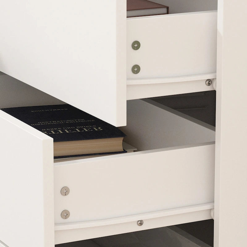 Komoda Mid-Century Modern se zlatými nohami, 5zásuvková skříňka z MDF