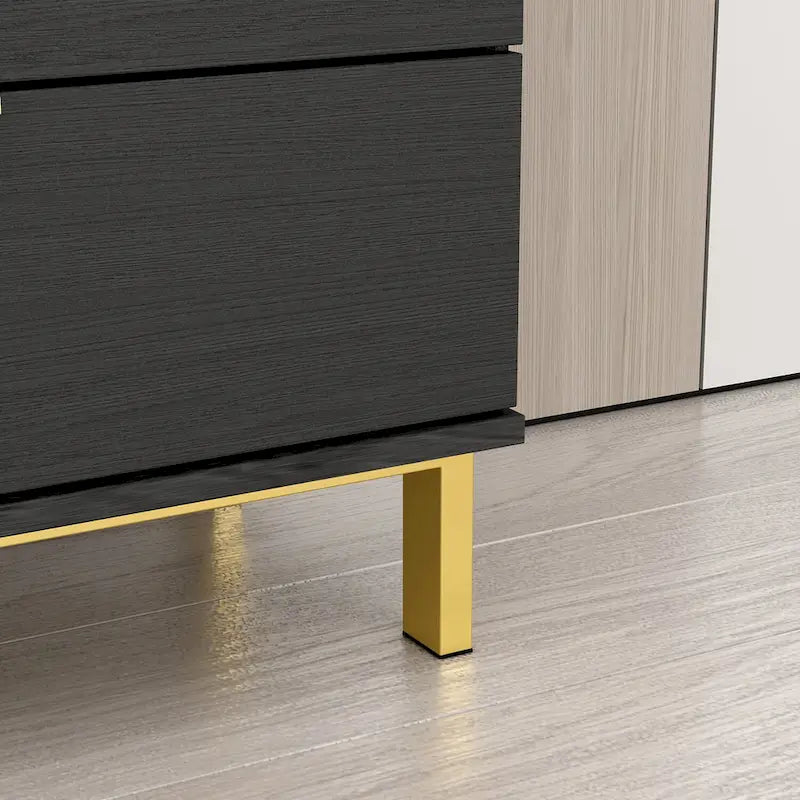 Komoda Mid-Century Modern se zlatými nohami, 5zásuvková skříňka z MDF