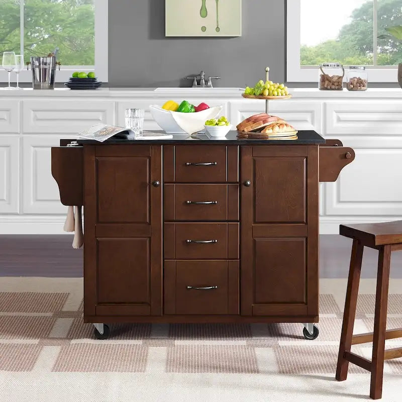 Kuchyňský vozík s deskou z černé žuly – 18h x 51,5š x 35,25v
