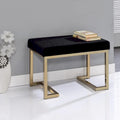 Silver Orchid Sweet Black Fabric-upholstered Champagne Metal Ottoman