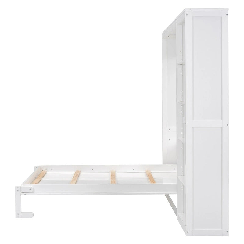 Plnohodnotná sklopná postel (Murphy Bed) s bočními policemi a úložným rámem