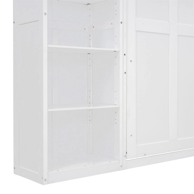 Plnohodnotná sklopná postel (Murphy Bed) s bočními policemi a úložným rámem