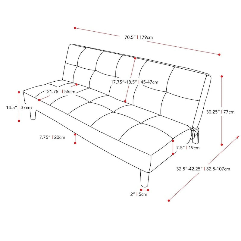 Rozkládací pohovka/futon s prošívanou texturovanou matrací