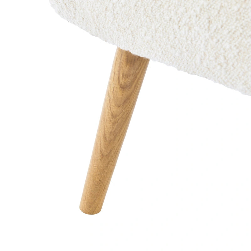 Křeslo s područkami a opěradlem typu wingback, s knoflíkovým čalouněním, boucle tkanina, mandlová barva