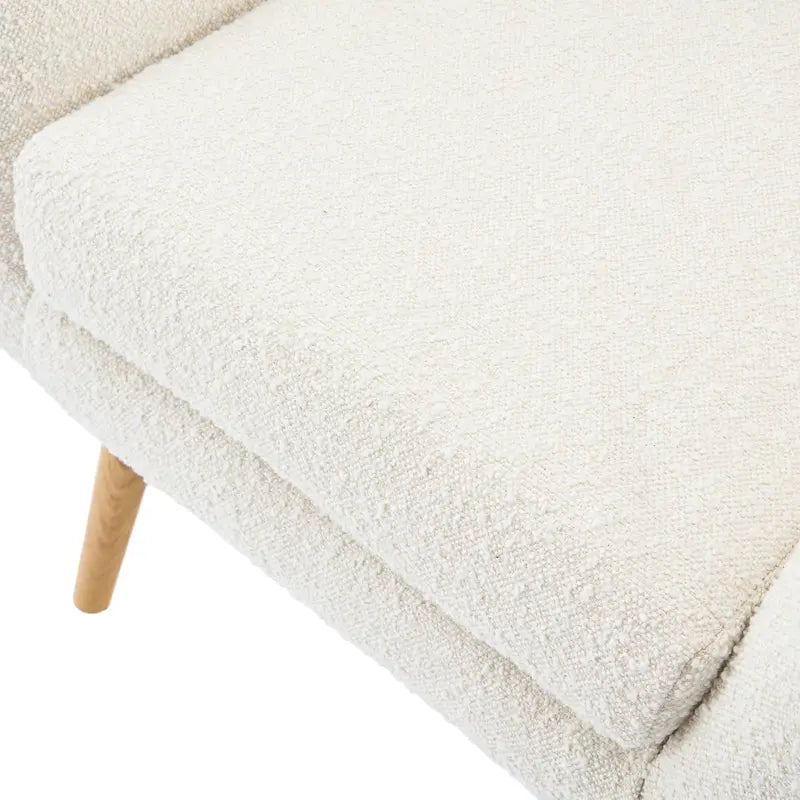 Křeslo s područkami a opěradlem typu wingback, s knoflíkovým čalouněním, boucle tkanina, mandlová barva
