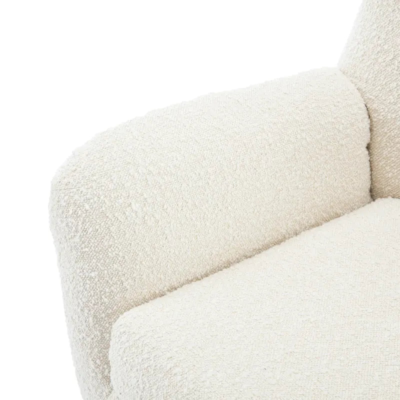 Křeslo s područkami a opěradlem typu wingback, s knoflíkovým čalouněním, boucle tkanina, mandlová barva