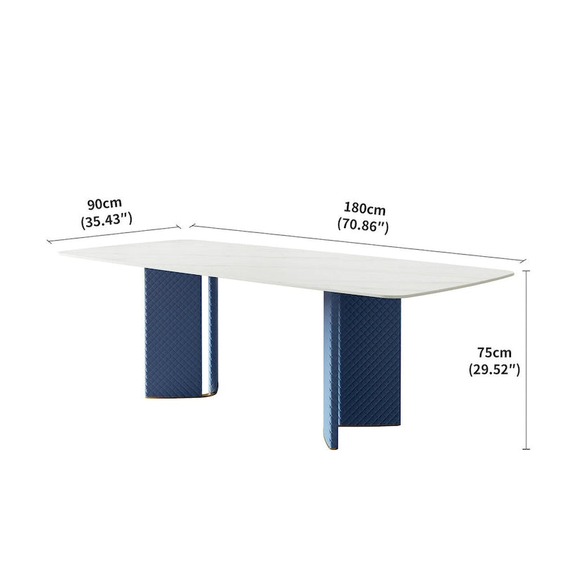 Bílý obdélníkový jídelní stůl 180 cm pro 8 osob, moderní styl